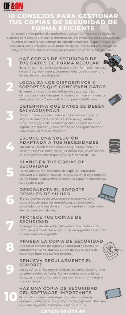 Infografía 10 consejos para gestionar tus copias de seguridad